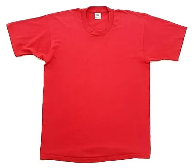 Vintage Fruit Of The Loom Blank Tee Red Size L Single Stitch T-Shirt • $20