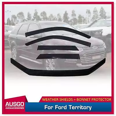 AUSGO Bonnet Protector + Luxury Weather Shields For Ford Territory 2011-Onwards • $157.31
