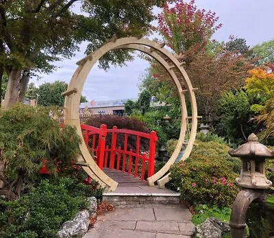 Moon Gate Flower Circle Wood Garden Circular Arch With Ground Spikes • £549.99