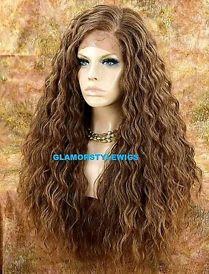 Lace Front Full Wig Long Curly Layered Side Part Brown Auburn Mix Heat Ok Nwt • $79.95