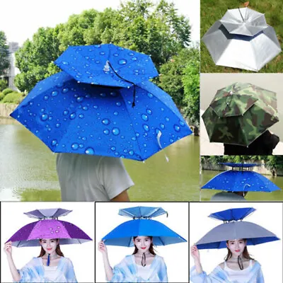$18.69 • Buy Umbrella Hat Sun Shade Golf Camping Fishing Hiking Outdoor Foldable Headwear Cap