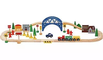 CHAD VALLEY 60 PIECE WOODEN TRAIN SET Brand New • £19.99