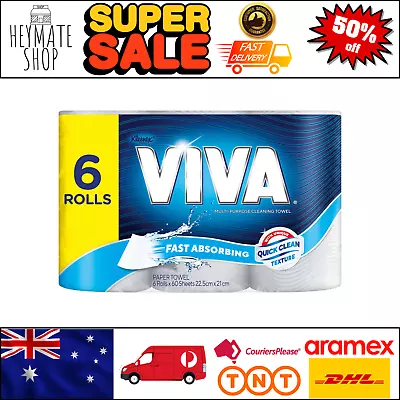 Viva Paper Towel Multipurpose Cleaning Rolls Quick Drying Fast Absorbent 6 Pack • $12.27