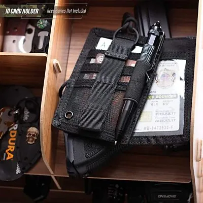 Tactical ID Card Holder Organizer With Neck Lanyard Hook&Loop Patch Badge Holder • $11.56