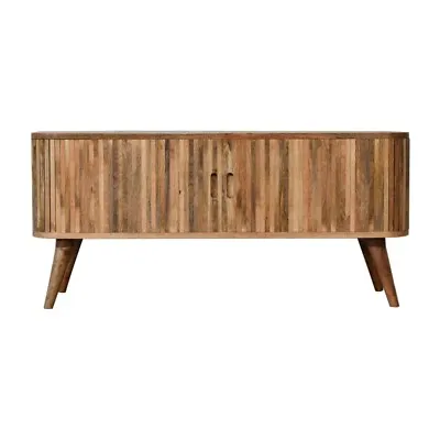 Fluted Wood Media Unit TV Stand Storage Game Console Storage Unit Ribbed Boren • £489.99