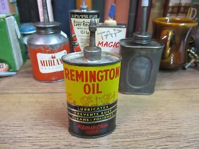 Vintage REMINGTON Lead Top Gun Oil Can Empty Very Clean REM HUNTING • $270