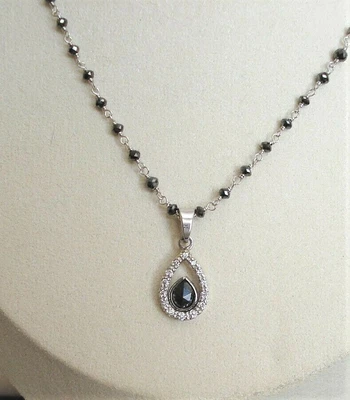 $899 • Buy Diamond 9+ Cttw Black & White Necklace 18K White Gold