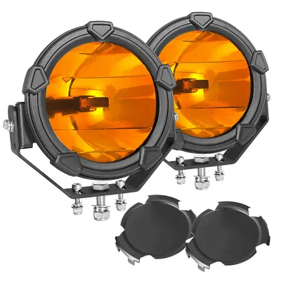 Pair 6-inch Universal Spot Amber PRO Round LED Fog Driving Lights W/ Covers Kit • $159.99