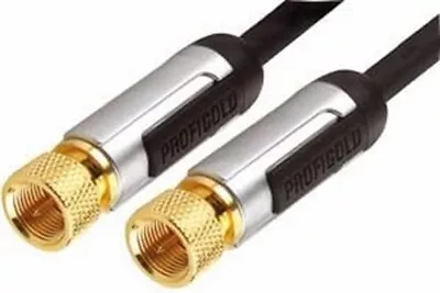 F Type Lead Flylead 1 Mtr Gold OFC Cable Satellite Top Quality  Plug/Plug  Screw • £6.99