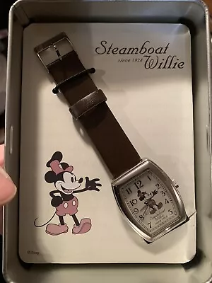 Disney Mickey Mouse Steamboat Willie Quartz Watch In Collectible Tin 2004 NEW • $25