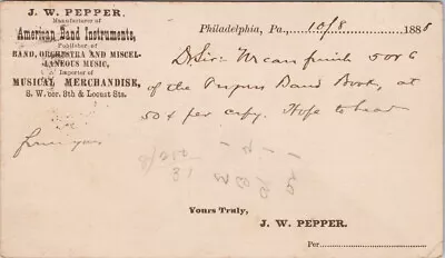 1888 J.W. Pepper American Band Instruments PA Fancy Cancel 4 Postcard G69 • $19.99