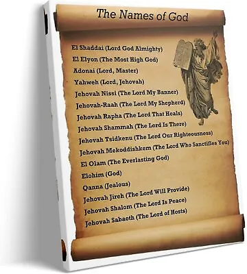 Names Of God Framed Poster Old Testament Meanings Canvas Poster Christian Wall • $28.99