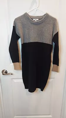 Madewell 100% Merino Wool Colorblock Sweater Dress Size Small Black Gray EUC • $25.38