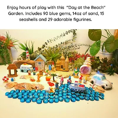 Mini Fairy Garden Accessories Kit - Miniatures For Outdoor Decorations - Beach  • $35.99