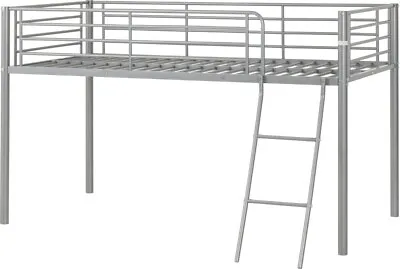 Kora Mid Sleeper Metal Bed Frame In Silver Finish With Ladder • £127.70