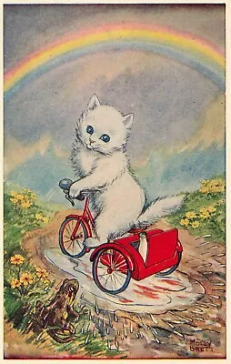 Artist Signed Postcard: Cat On Bike - A Splash In A Puddle By Molly Brett • $5.99