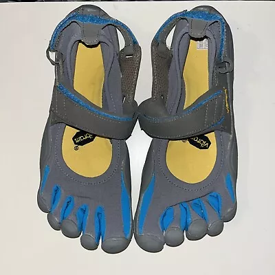 Vibram Fivefingers Shoe W40 US8.5 Gray Blue Barefoot Cross Trek Sport Toe Hiking • $23