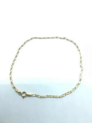 375 Italy Yellow Gold Strong Link Chain Ankle Bracelet 9 1/2 Inch Chain • $185