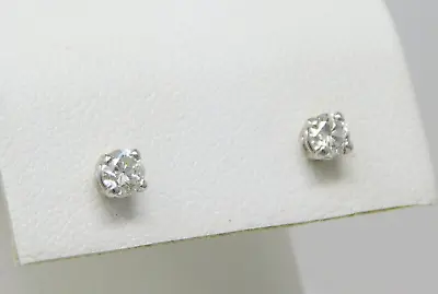 14 Kt White Gold Pair Of 3.5 Mm Diamond Stud Pierced Prong Earrings B4854 • $491