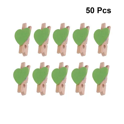 50Pcs Decorative Clothespins Mini Love Hearts Wooden Pegs Paper Photo Clips • £5.28