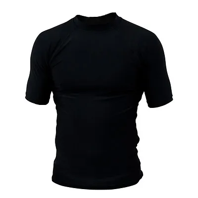 £11.99 • Buy Rash Guard Rash Vest Black MMA Martial Arts BJJ Running Short Sleeves 
