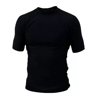 £11.99 • Buy Rash Guard Rash Vest Black MMA Martial Arts BJJ Running Short Sleeves 