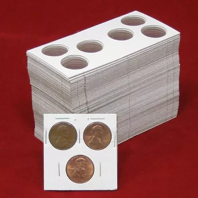 500 Cardboard 2x2 Coin Holder Mylar Flips With 3 Hole Openings For Cent/Dime • $28.25