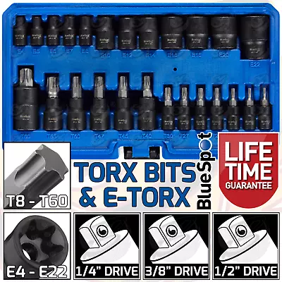 Torx & Female E-TORX Socket Set Star Bits External TRX S2 Torx Bits 25 PCS SET • £16.95