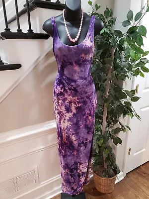 Fashion Nova Women's Purple Tie Dye Sleeveless Thigh High Slit Long Maxi Dress L • $28