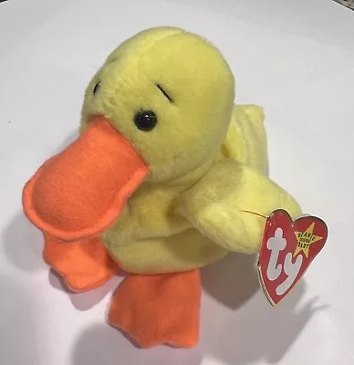 Ty Beanie Baby Quackers The Duck DOB April 19 1994 • $2