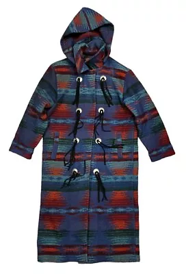 Vintage WOOLRICH Aztec Tribal Western Trench Coat Size Medium USA Made Duster • $140