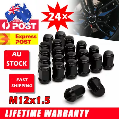 24Pcs M12x1.5 Chrome Black Wheel Nuts For Ford Ranger Triton Bravo BT50 Mazda AU • $29.99