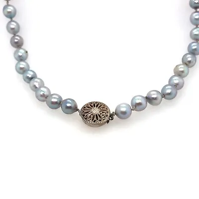 Vintage Baroque Gray Silver Pearls & Sterling Silver Necklace • $149