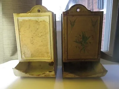 Lot Of 2 Vintage Farm House Tin Match Box Holder Safe Primitive • $39.99