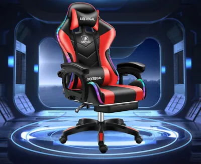 $177 • Buy Ergonomic Gaming Chair LED AND MASSAGE Built In Blue, Red, Pink And Green