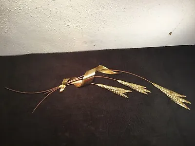 Vintage Wheat Stalk Brass Copper Metal Sculpture Wall Hanging  31” Long  MCM • $19.99