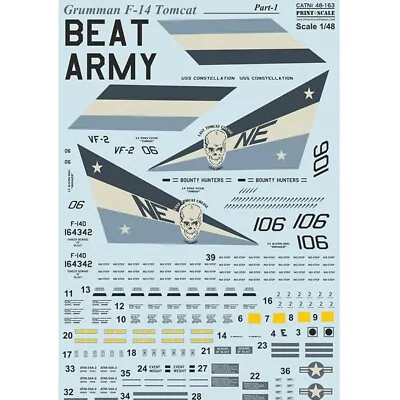 Print Scale 48-163 Decal 1:48 Grumman F14 Tomcat Part1 The Complete Set 15 Leaf • $23.37