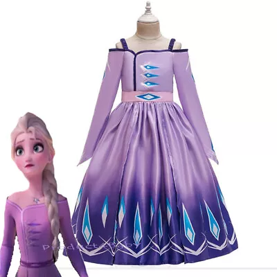 2019 New Girls Frozen 2 Purple Elsa Costume Party Birthday Dress 3-10 Years • $12.95
