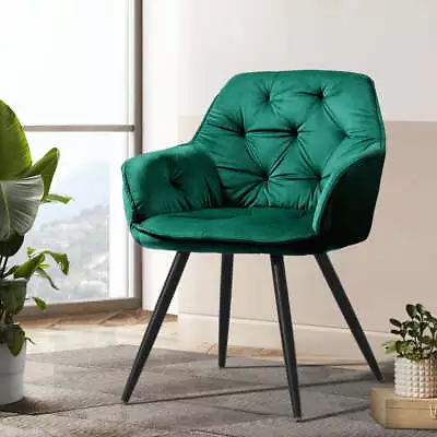 Artiss Set Of 2 Calivia Dining Chairs Kitchen Chairs Upholstered Velvet Green • $156.64