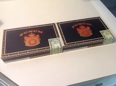 2 Vintage Punch Elites English Market Wood Cigar Box  • $21.99