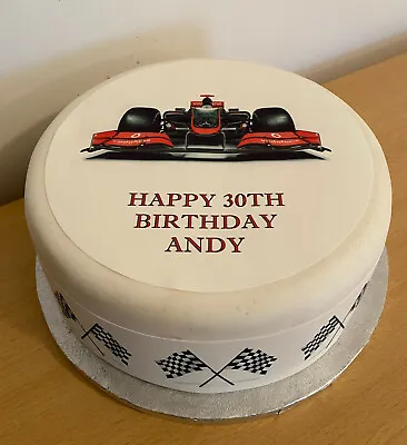 F1 Formula One Racing Car Pre-cut Edible Icing Cake Topper Or Ribbon 02 • £5.45