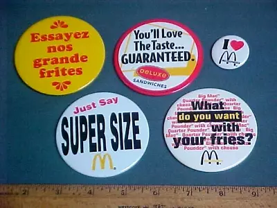 Lot Of 5 Vintage 1980's/90's Mcdonalds Employee Pins / Pinbacks / Badges / Flair • $12.50