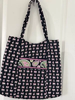 Vera Bradley Retired Pink Elephant Tote With Snap And Zipper Pocket NWOT • $22.99