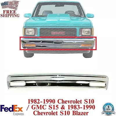 Front Bumper Chrome Steel For 1982-90 Chevrolet S10 / GMC S15 & 83-90 S10 Blazer • $147.15