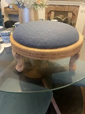 Footstool Upholstered With Blue Material- Low Footstool • £30