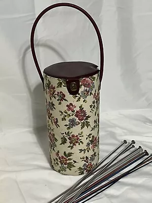 Vintage Knitting Needle Yarn Cylinder Case Tote Caddy Storage Floral • $20