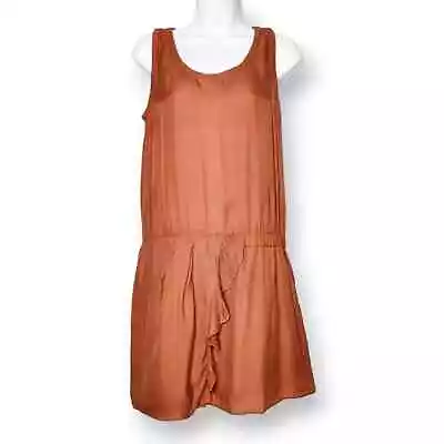 Vanessa Bruno Athe Silk Sleeveless Ruffle Rust Colored Short Summer Dress 36 • $29.99