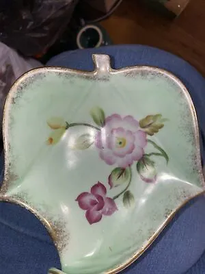 Ucagco China Green With Goldish Around The Edges. Flowers Had Painted • $5