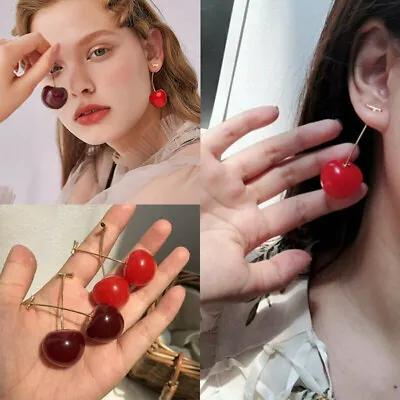 Sweet Resin Cherry Dangle Ear Stud Women Fruit Drop Earrings Jewelry Gift AU • $2.85