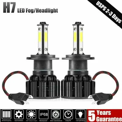 4 Sides H7 2400W 360000LM LED Headlight Kit High Or Low Beam Bulb 6000K White 2X • $10.49